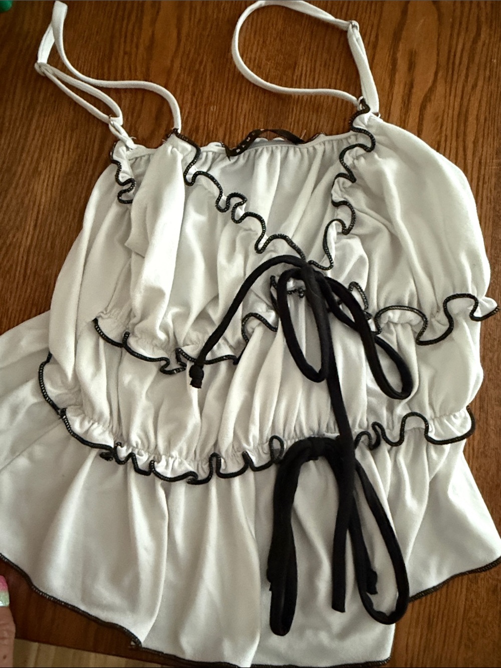 White Ruffle Cami with Black Trim - Women Intimates & Sleepwear
